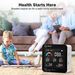 Indoor Air Quality Monitor – CO2, VOC, PM2.5 & PM10 Tester with Humidity Sensor