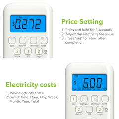 Watt Meter Plug with Backlight, Plug-In Socket Power Meter Electricity Usage