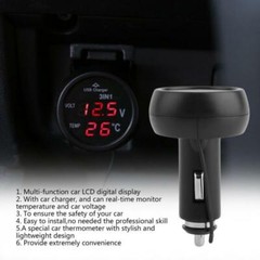 3 In1 Multi-function Car Voltmeter Board Thermometer Display USB Blue Green Red