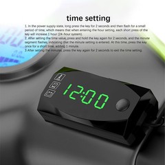 3 in 1 Motorcycle Electronic Clock Thermometer Voltmeter Multifunction LED