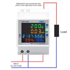 WIFI 6IN1 DIN Rail AC Monitor 110V 220V 100A Voltmeter Current PF kWh Freq TUYA