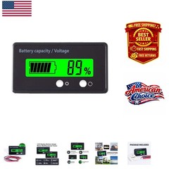 12V-84V Waterproof Digital Voltage Meter with LCD Green Backlight for Golf Carts