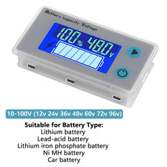 10-100V Battery Monitor LCD 12V 24V 36V 48V Digital Battery Capacity Voltmeter T