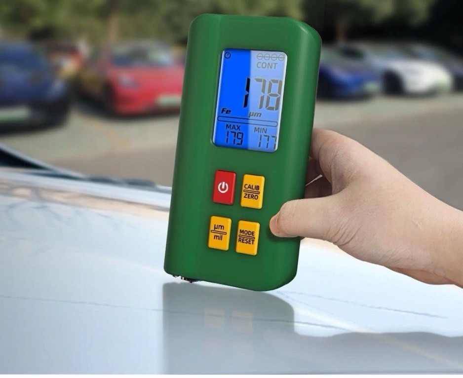 LCD Digital Thickness Gauge Car Coating Paint Film Depth Tester Fe/NFe Probe