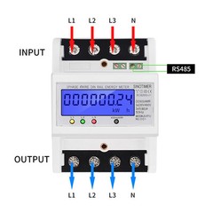 Electric Wattmeter 3 Phase 4 Wire Energy Meter 5-80A 380V RS485 Modbus Backlight