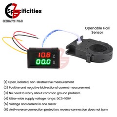 DC 0-300V 50A/100/200/400A Digital Current Voltage Meter Hall Ammeter Voltmeter