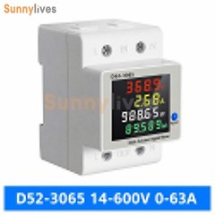 DC 14-600V 63A Rail Type Multifunctional Single Phase 4-in-1 DC Energy Meter