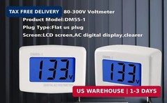 Aobao 2pcs Plug in Volt Meter, Flat US Plug AC 80-300V LCD Digital Voltmeter Vol
