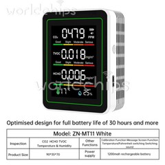 5in1 Formaldehyde Carbon Dioxide Detector TVOC Temp Humidity Air Quality Monitor