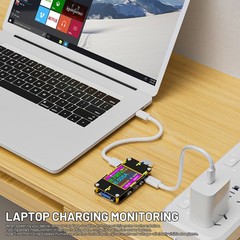 USB Type-C Digital Tester Multimeter Current Voltage Power Capacity & Cable 8 A
