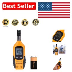 Accurate Handheld Temperature & Humidity Meter with Dew Point – Includes Battery