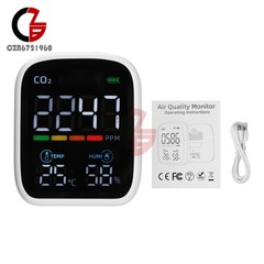 Portable WiFi Air Quality Monitor CO2 Temp & Humidity NDIR Sensor APP Control