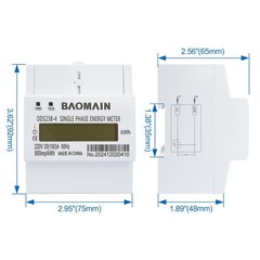Baomain Single Phase Energy Meter 2 Wire 220V DIN-rail Type Kilowatt Hour kwh Me