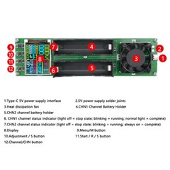 1-4Way Type-C 18650 Battery Capacity Tester Automatic Internal Resistance Tester