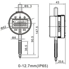Digital Dial Indicator 0-12.7mm 1μm Backlit Electronic Metric Inch Measuring