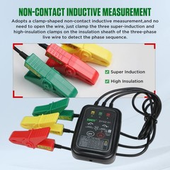 Phase Rotation Meter 3 Phase Sequence & Motor Rotation Tester, Non Voltage Te…