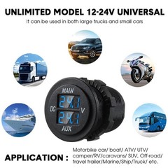 LED Digital Dual Voltmeter Gauge – Round Panel Voltage Monitor for Car RV Truck