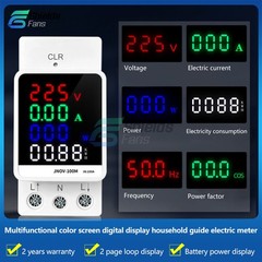 4IN1 Din Rail AC110V 220V 100A Voltage Current KWH Electric Energy Monitor Meter