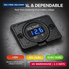 DC 24V 12V Voltage Gauge, Battery Voltage Meter, LED Volt Meter 12 Volt 24 Volt