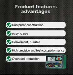 DY4100 0~20/200/2000Ω High Accuracy Digital Earth Ground Resistance Tester Meter