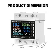 Smart WiFi Power Meter 230V 50A Relay Switch Energy Over Under Protection TUYA