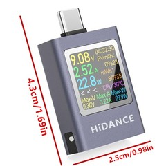 USB C Watt Meter with Offline Storage Battery Capacity Detection for Chargers