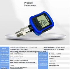 Digital Pressure Gauge with Bluetooth Data Logging and Storage, High Precision