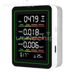 5in1 Formaldehyde Carbon Dioxide Detector TVOC Temp Humidity Air Quality Monitor
