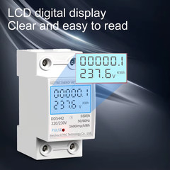 Electric Energy Meter 2P Single Phase LCD Digital Display DIN Rail Mounting 2-Wi