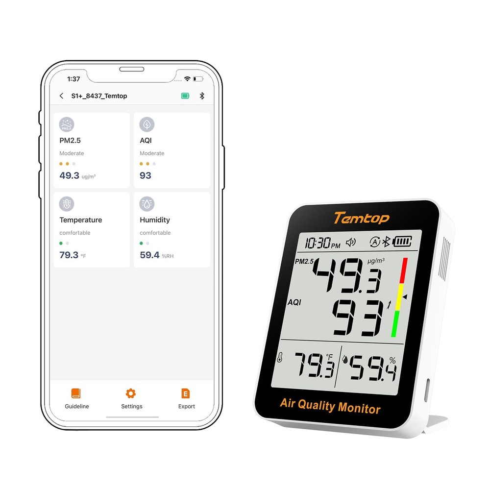 Smart Air Quality Monitor – Indoor Air Quality Meter with PM2.5, AQI, Tempera…