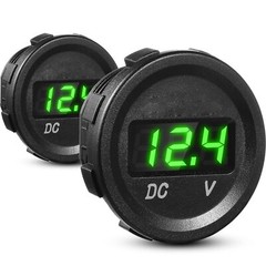 Car Voltage Gauge LED Display Waterproof Voltmeter Green Digital 2 Pieces