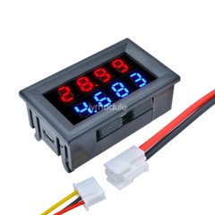 Dual Digital DC 0-200V 10A Blue+Red LED 4-Bit 5 Wires Amp Voltmeter Ammeter-