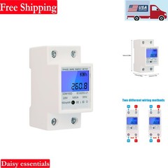 Digital Single Phase Energy Meter 5-80A LCD DIN Rail Power Wattmeter KWh Moni…