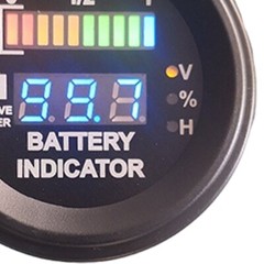 Round LED Digital Battery gauge discharge Indicator hour meter state of charge