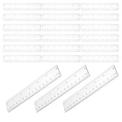 50Pcs 6 Inch Clear ABS Plastic Rulers Multipurpose Office School Measuring Tools