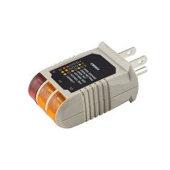 Receptacle Tester, Standard 3-Wire, Circuit Analyzer, 110-125 VAC, 6 Visual L…