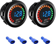 2PCS Voltimetro Impermeable DC 12V Pantalla LED Digital Medidor de Voltaje Panel