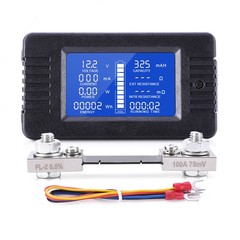 DC Battery LCD Display Monitor Meter 0-200V Volt Amp For Car RV Solar 100A Shunt