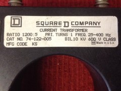 SQUARE-D – Catalog #74-122-005 – Current Transformer – Ratio 1200:5