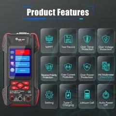 TOOLTOP Solar Panel Tester MPPT Curves Photovoltaic Multimeter 2000W Pmax Voc AU