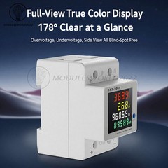 DC 14-600V 63A DIN Rail Single Phase 4-in-1 Voltage Current Power Energy Meter