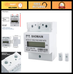 Single-Phase 3-Wire DIN Rail kWh Meter, 110V/220V AC Energy Monitor, 10A/100A, L