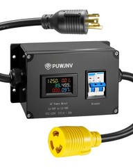 30A AC Power Meter, 125V L5-30P to L5-30R Outlet Energy Monitor, LCD Display Dig