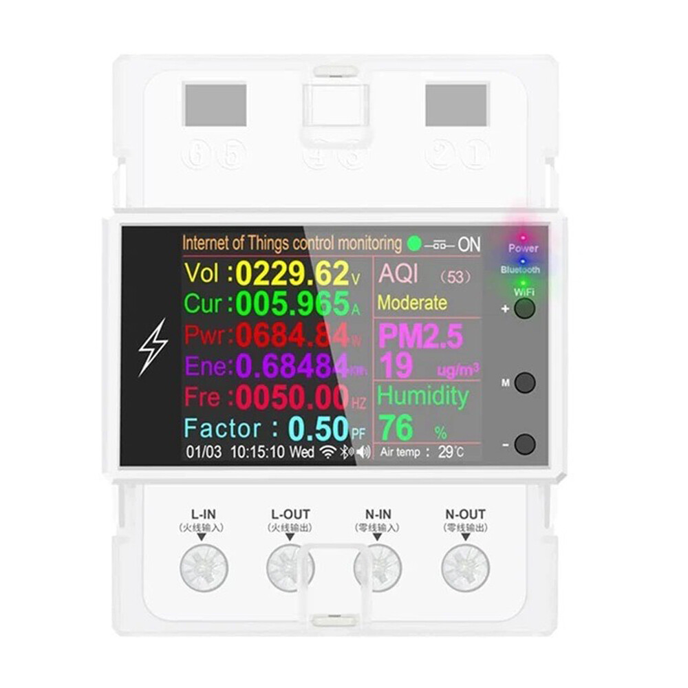 AT4PW Tuya WIFI Digital Power Energy Meter Din Rail Smart Switch Remote Control