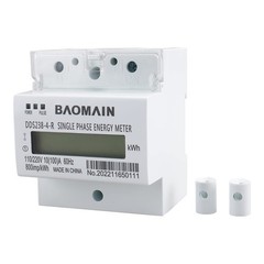 Single-Phase 3-Wire DIN Rail kWh Meter 110V/220V AC Energy Monitor 10A LCD Displ