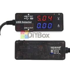 USB Power Tester Voltage Current Capacity Meter Digital USB Tester With A+C Line