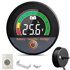 12V 24V 48V 60V 84V Voltage Meter Waterproof IP67 Battery Capacity，LCD Digital