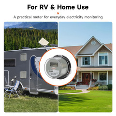 240V Digital Electric Meter, 2 Wire KWH Watt Meter for RV & Home, LCD Energy Usa