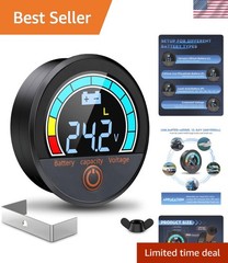 Battery Capacity Voltage Meter, 12V 24V 48V 60V 84V Waterproof LCD Battery