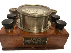 Antique Hoyt Rotary DC Volt Ammeter Meter Wood Case Penacook NH USA c1910